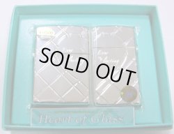 画像1: ラブラブ！銀加工　ペア・ジッポー ２個セット Heart of Glass！新品