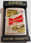 ★バドワイザー！１９９６年４月 Budweiser ブラックバス 銀加工 ZIPPO！未使用品