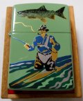 ☆伝統工芸 漆塗り！つり人 フィシャーマン １９９７年製 グリーン ＺＩＰＰＯ！未使用品