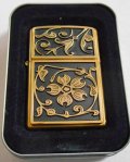 ☆輝く・・BRASS & BLACK！Floral Emblem 真鍮ケース ２００４年１２月  USA ZIPPO！新品
