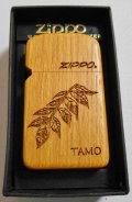 ☆WOODY CRAFT SLIM ZIPPO！天然木材 TAMO タモ木巻き ２０００年 未使用品
