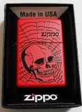 ★SKULL & SPIDER NEST！スカル＆蜘蛛の巣 RED  ２０１５年 USA ZIPPO！新品