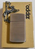 ☆スリム CHAIN SLIM！二ッケル古美 ２００３年１月 三角カン＆チェーン付 ZIPPO！新品
