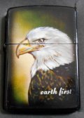 ★鷲 イーグル！Earth first エアブラシ風 ２００１年３月 全面ブラック ZIPPO！新品