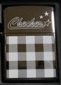 ☆ CHECKER！ホワイト・チェッカー 三角カン＆ホルダー付 ２００２年１０月 ZIPPO！新品