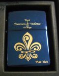 ☆限定 ゆり YURI 紋章デザイン！ブルーチタン ２００２年 ポーチ付き ZIPPO！未使用品
