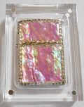 ☆豪華！天然貝 両面SHELL ★三面手彫り 五面デザイン！ピンク系 ２００６年  ZIPPO！新品C
