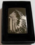 ☆ネイティブ・アメリカン！インディアン羽の頭飾り ブラックチタン ２００３年５月 ZIPPO！新品