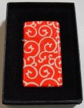 ☆友禅！友禅巻き 和柄 唐草模様 ラメ・朱色 スリム ２００６年 ZIPPO！未使用品