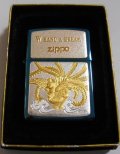 ☆鳳凰！和柄縁起物 １９９６年１２月製 純銀プレート＆ブルーチタン ZIPPO！未使用品A