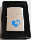 ♡に四っ葉のクローバー！Four leaves of love ２００６年 銀加工 ZIPPO！新品
