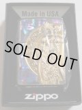 ☆観音様！豪華 天然貝アバロン！ゴールドの観音様 Goddess of Mercy Black Zippo 新品