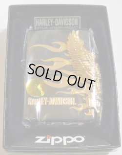 画像1: ☆HARLEY-DAVIDSON！豪華 サイドメタル ゴールド＆黒 ２００８年 ZIPPO！新品