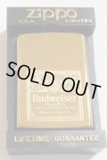 ☆バドワイザー！１９９２年 Budweiser Beer Hp Solid Brass 鏡面 ZIPPO！新品
