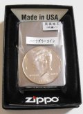 ☆ケネディコイン（本物USハーフダラー）★両面貼り加工 ２０１４年 ＃２００ ZIPPO！新品