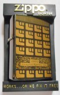 ☆１９８７年９月 VINTAGE お洒落な両面デザイン！BLACK & GOLD ZIPPO！未使用品