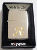 ☆イニシャル・・R　深彫り V刃彫刻 シルバー銀加工鏡面 ２０２１年 ZIPPO！新品