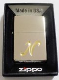 ☆イニシャル・・N　深彫り V刃彫刻 シルバー銀加工鏡面 ２０２１年 ZIPPO！新品