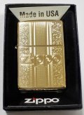 ☆豪華！繊細な・・彫刻！ 金色 High Polish Solid Brass 真鍮ケース  ２０２１年 USA ZIPPO！新品