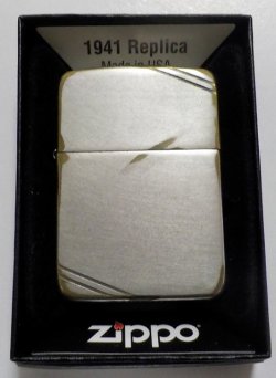 画像1: ★渋い！１９４１ VINTAGE風 USED加工！両面ダイアゴナルライン ２０１５年 ZIPPO！新品