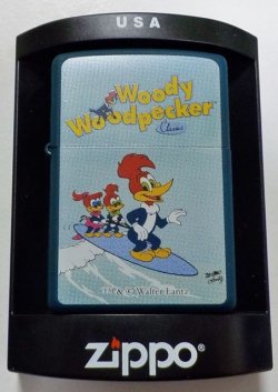 画像1: ☆ウッドぺッカー！Woody Woodpecker ２００３年５月  サーフィン柄  全面ブルー  ZIPPO！新品