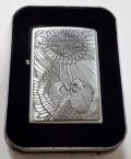  ★USA HARLEY-DAVIDSON★迫力のメタルエンブレム！２００２年４月 Satin Chrome Zippo！新品A
