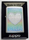 ☆Heart 色鮮やかな・・ハート♡デザイン ２０２２年 Satin Chrome Zippo！新品