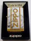 ☆豪華！WHITE MARBLE ＆ 両面 ZIPPO LOGO！高級感あふれる・・GOLD ZIPPO！新品
