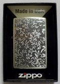 ★渋い・・両面 唐草デザイン！銀いぶし ２面繊細なエッチング仕上げ ZIPPO！新品