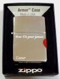 ☆お洒落なアーマー！サイド面に・・赤の💗デザイン！ シルバー銀加工鏡面 ２００３年１０月 ARMOR  ZIPPO！未使用品
