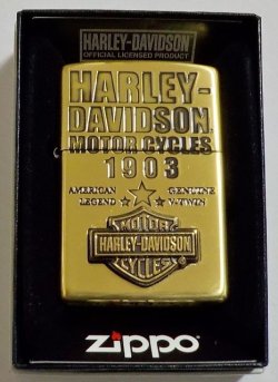 画像1: ☆HARLEY-DAVIDSON！１９０３ ロゴマークメタル 真鍮いぶし ２０２２年 JAPAN MODEL ZIPPO！新品