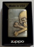 ★迫力のスカル！三面連続メタル！SKULL どくろ ★渋い色合いの・・ユーズド加工 ZIPPO！新品