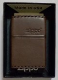 ★本牛革 職人手縫い！渋い・・茶 ブラウンレザー！ZIPPOロゴ 革巻き ＺＩＰＰＯ！ 新品