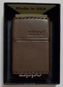 画像1: ★本牛革 職人手縫い！渋い・・茶 ブラウンレザー！ZIPPOロゴ 革巻き ＺＩＰＰＯ！ 新品