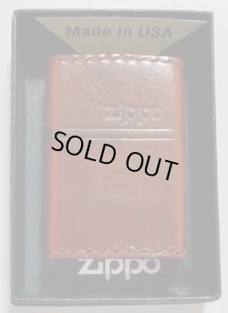 画像1: ★本牛革 職人手縫い！渋い・・ ダメージレッドレザー！ZIPPOロゴ 革巻き ＺＩＰＰＯ！ 新品