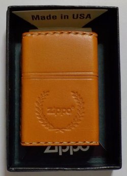 画像1: ★本牛革 職人手縫い！お洒落な・・キャメルカラーレザー！ZIPPOロゴ 月桂樹 革巻き ＺＩＰＰＯ！ 新品