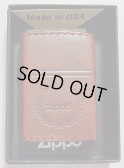 画像1: ★本牛革 職人手縫い！渋い・・ ダメージレッドレザー！ZIPPOロゴ 月桂樹 革巻き ＺＩＰＰＯ！ 新品