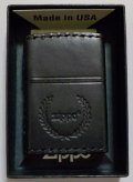★本牛革 職人手縫い！渋い・・黒 ブラックレザー！ZIPPOロゴ 月桂樹 革巻き ＺＩＰＰＯ！ 新品