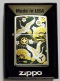☆和柄！鶴＆扇子  色鮮やか 縁起物 ２０２３年 Satin Chrome Zippo！新品