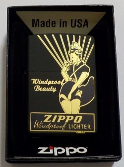 画像1: ☆Windy！WINDPROOF LADY 昔のZIPPO社広告柄 全面ブラックマット  ２０２３年 ZIPPO！新品B