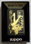 ☆Windy！WINDPROOF LADY 昔のZIPPO社広告柄 全面ブラックマット  ２０２３年 ZIPPO！新品C