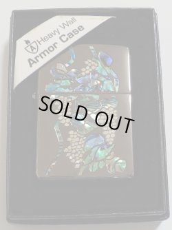 画像1: ☆豪華アーマー！アール・ヌーヴォーシェル 天然貝 ぶどう 葡萄２００３年１２月 ブラック ARMOR ZIPPO！新品