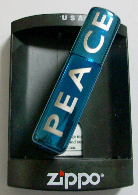 ☆ピース！PEACE サファイア・ブルー 2007年 USA ZIPPO！新品 - ジッポーパーク Zippopark