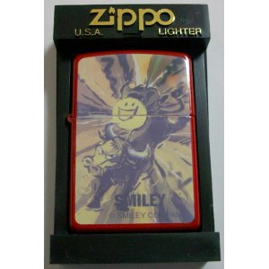 画像: ☆いつも・・ニコニコ！スマイリー ＳＭＩＬＥＹ 牛と遊ぶ　レッド ２００２年 ZIPPO！新品