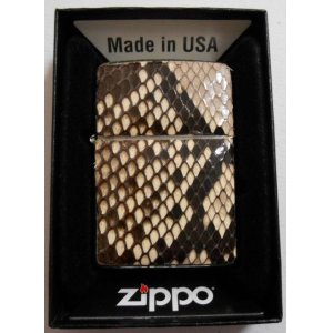 画像: ★渋い！ダイヤモンド・パイソン！両面 ニシキヘビ革 Python レザー ZIPPO！新品