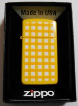 画像: ☆スリム！お洒落な・・両面 イエロー＆チェック柄 ２００４年 SLIM  ZIPPO！新品