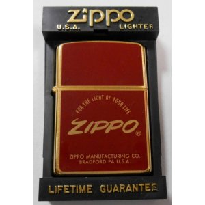 画像: ☆平成元年 １９８９年１１月製 ゴールド＆エンジ お洒落な・・デザイン ZIPPO！新品