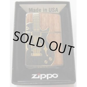 画像: 渋い！エレキギター　WOOD ＆ 真鍮古美　両面デザイン　ZIPPO！新品