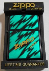 画像: ☆１９９５年１０月 お洒落な・・両面ブラック＆グリーン イタリックロゴ・デザイン ZIPPO！未使用品。