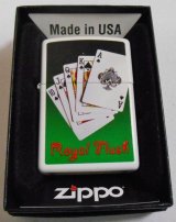 画像: ☆人気の・・トランプ柄！Royal Flush ２０１１年 ホワイト USA ZIPPO！新品。